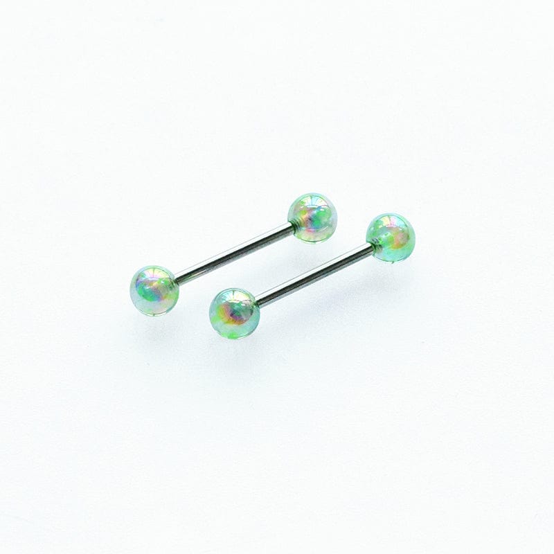 PiercingArt 穿刺饰品 green Sparkly Nipple Rings - 14G 16mm (A Pair)